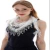 Aularso Lace Triangle Scarf Ligthweight White Floral Scarf Tassel dark Silk Shawl Mantilla Soft Tulle Embroidered Church Veil Wrap for Women (White) view 2