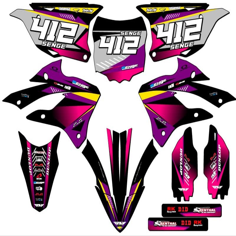 2022-2025 KX 85 Surge Purple Senge Graphics Complete Kit with Rider I.D. Compatible with Kawasaki