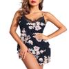 Ekouaer Nightgowns for Women Mesh V Neck Tank Chemise Sleeveless Sleepwear Silp Nighty Dress Spaghetti Strap Babydoll Lingerie, Floral, Medium view 1