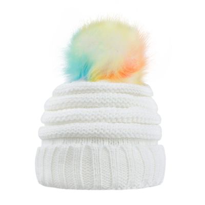 MEJORMEN Kids Winter Colorful Pompom Hat Knitted Ski Beanie Hat for Boys Girls 7-12 Years