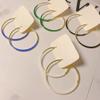 2 Pairs Big Hoop Earrings for Women Statement Gold Plated Enamel Round Circle Round Glazed Earrings Stud Party Cute Candy Jewelry-white view 4