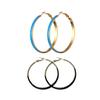 2 Pairs Big Hoop Earrings for Women Statement Gold Plated Enamel Round Circle Round Glazed Earrings Stud Party Cute Candy Jewelry-blue view 1