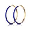 2 Pairs Big Hoop Earrings for Women Statement Gold Plated Enamel Round Circle Round Glazed Earrings Stud Party Cute Candy Jewelry-blue view 2