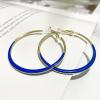 2 Pairs Big Hoop Earrings for Women Statement Gold Plated Enamel Round Circle Round Glazed Earrings Stud Party Cute Candy Jewelry-blue view 3