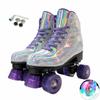 Roller Skates for Women, Holographic High Top PU Leather Rollerskates, Shiny Double-Row Four Wheels Skates Patines for Women Men Boys and Girls and Age 8-50 Indoor Outdoor (41) view 1