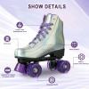 Roller Skates for Women, Holographic High Top PU Leather Rollerskates, Shiny Double-Row Four Wheels Skates Patines for Women Men Boys and Girls and Age 8-50 Indoor Outdoor (41) view 3
