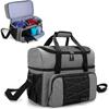DODO DEER Bowling Bag for 2 Balls Bowling Tote with Wooden Bowling Cups and Padded Divider for Double Ball and One Pair of Bowling Shoes Up to Mens 16 and Extra Essentials, Bag Only (Grey) view 1