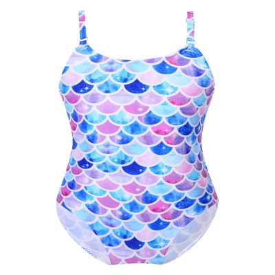 Moggemol Kids Girls Adjustable Spaghetti Straps One-Piece Swimsuit Mermaid Scales Ruffle Beach Bathing Suit Mermaid 4 Years