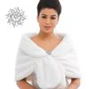 Sakytal Women's Wedding Faux Fur Wraps and Shawls Bridal Fur Stoles with Brooch for Bride view 1
