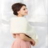 Sakytal Women Wedding Faux Fur Shawls Wraps Winter Bridal Ivory Long Fur Scarf Stole with Brooch for Bride and Bridesmaids view 3