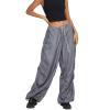 Womens Baggy Cargo Pants Casual Low Waist Adjustable Drawstring Joggers Sweatpants Trousers Punk Streetwear view 1