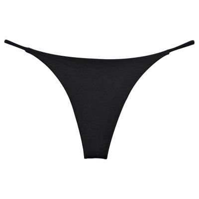 Hularka Women's Micro Thong Bikini Bottom High Cut Cheeky Brazilian Swimsuit Bottom Underpants Black Medium