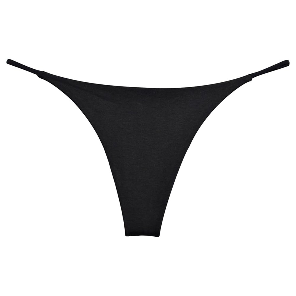 Hularka Women's Micro Thong Bikini Bottom High Cut Cheeky Brazilian Swimsuit Bottom Underpants Black Medium