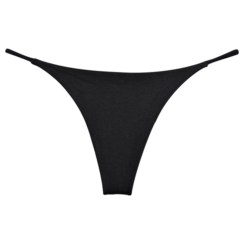 Freebily Women's Low Rise Thong Bikini Briefs Bottom Lingerie Underwear T-Back Tanga Swimwear Black Medium