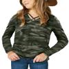simtuor Girls Camouflage Long Sleeve Shirts V Neck Criss Cross Tops Kids Casual Loose Soft Blouse T-Shirt 4-13 Years view 1