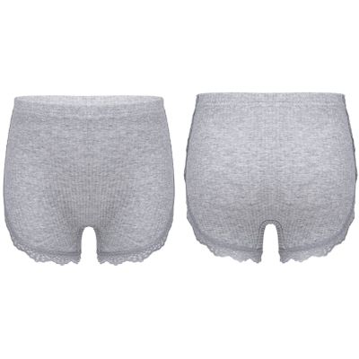 Oyolan Kids Girls Casual Lace Ruffle Hem Knitting Safety Pants Bike Short Breathable Candy Color Shorts Bottom Grey 5-6 Years