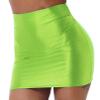 Sxiwei Womens Glossy Shiny High Waist Bodycon Pencil Skirt Dress Knee Length Night Club Party Skirt Fluorescent Green Medium view 2