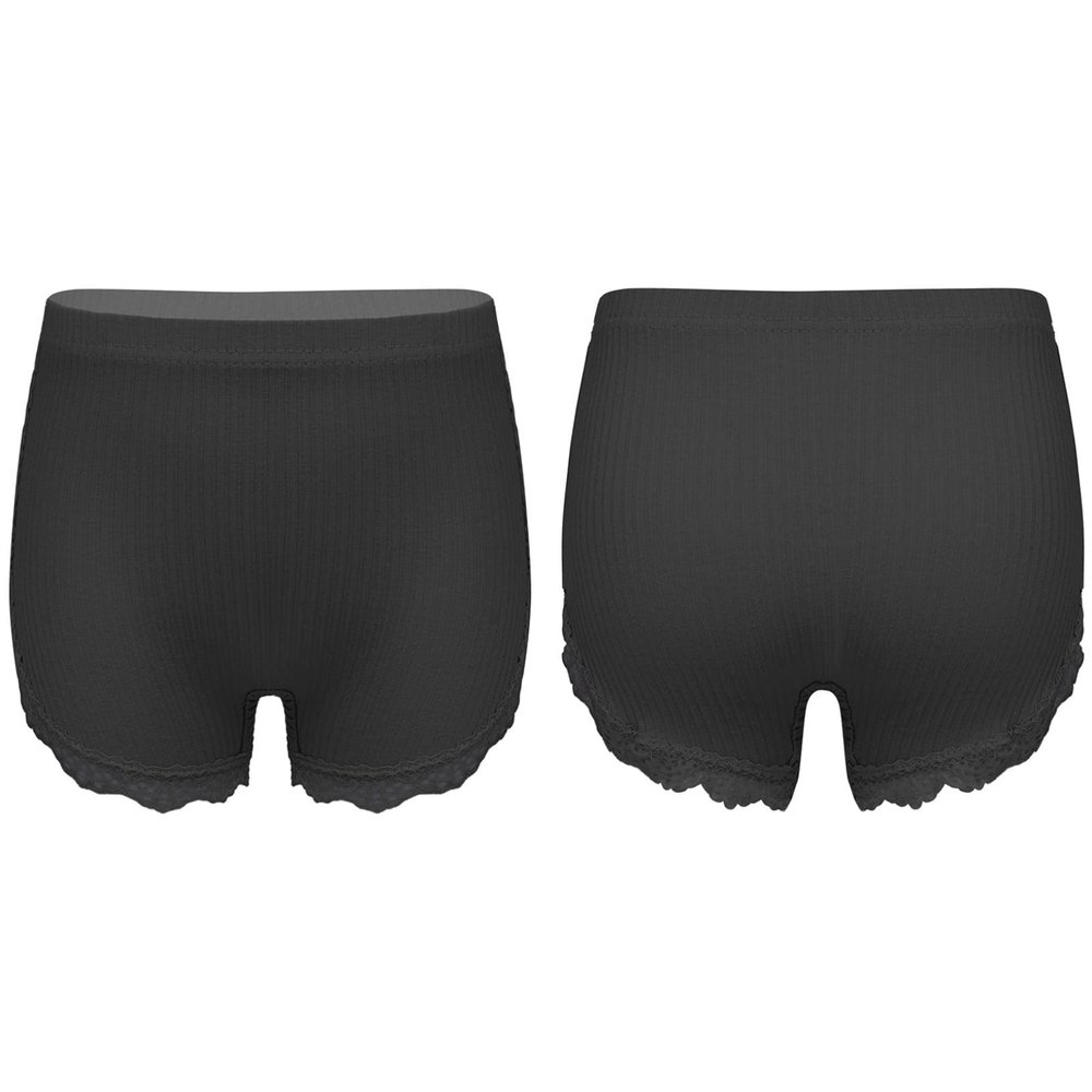 Oyolan Kids Girls Casual Lace Ruffle Hem Knitting Safety Pants Bike Short Breathable Candy Color Shorts Bottom Black 5-6 Years
