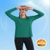 MAGCOMSEN SPF Shirts for Women Long Sleeve Workout Tops V-Neck UPF 50+ UV Sun Shirt Quick Dry Tees Swim Tops Emerald Green L view 3