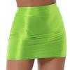 Sxiwei Womens Glossy Shiny High Waist Bodycon Pencil Skirt Dress Knee Length Night Club Party Skirt Fluorescent Green X-Large view 1