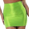 Sxiwei Womens Glossy Shiny High Waist Bodycon Pencil Skirt Dress Knee Length Night Club Party Skirt Fluorescent Green X-Large view 3