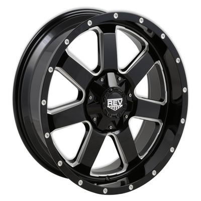REV Wheels 885M-2907312 885 Series- 20x9-4.53 bs - 5x5/5x127 -Black/Machine Lip
