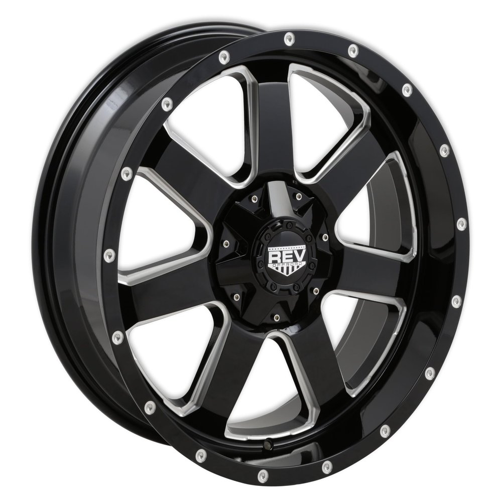 REV Wheels 885M-2907312 885 Series- 20x9-4.53 bs - 5x5/5x127 -Black/Machine Lip