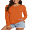 MAGCOMSEN Rashguard Tops for Women Dry Fit Long Sleeve Top UPF 50+ Sun Protection Breathable UV Shirts Dark Orange, XL view 1