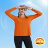 MAGCOMSEN Rashguard Tops for Women Dry Fit Long Sleeve Top UPF 50+ Sun Protection Breathable UV Shirts Dark Orange, XL view 3