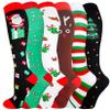 6 Pairs Christmas Series Compression Socks for Men & Women 20-30 mmHg Graduated Compression Stockings for Batman Elf Halloween Holiday Xmas Easter Valentine Gifts Presents(Christmas Series,L-XL) view 1