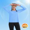 MAGCOMSEN UPF 50+ Vneck T-Shirts for Women Sun Protection Quick Dry Long Sleeve Shirts Lightweight Athletic Tops Blue, S view 3