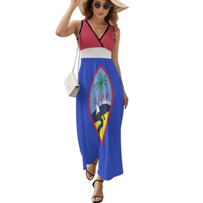 Adugen Origei Guam Flag Sleeveless Dress Womens Dresses Summer Dress for Women Casual T-Shirt Dress S