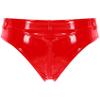 Yihuimin Womens Liquid Wet Look Leahter Zipper Crotch Booty Shorts Low Rise Festival Dance Bottoms Red Medium view 4