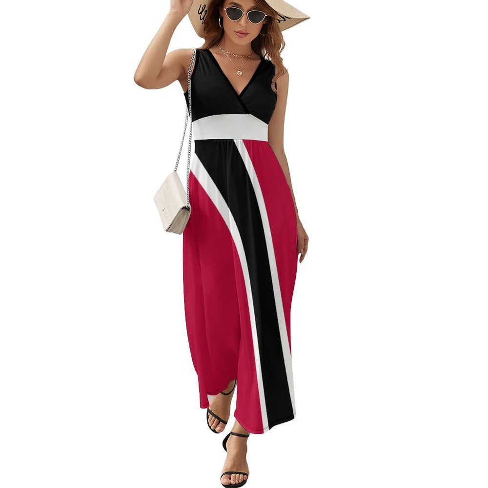 Adugen Origei Trinidad and Tobago Flag Sleeveless Dress Womens Dresses Summer Dress for Women Casual T-Shirt Dress L