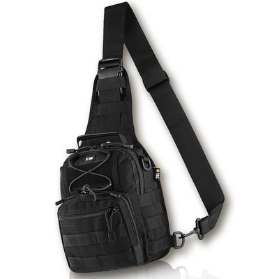 M-Tac Tactical Crossbody Black Sling Bag for Men Military Backpack EDC Chest Bag with Fastex Buckle (Fastex Black)
