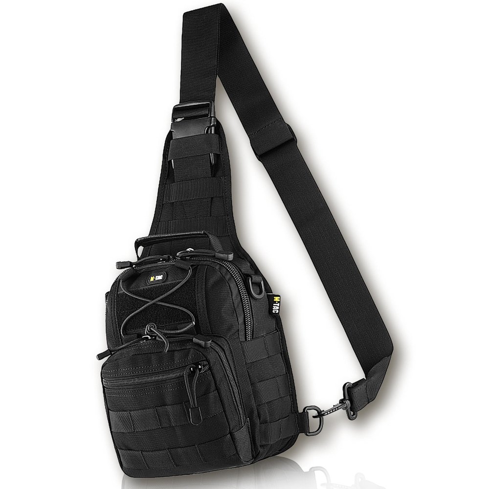 M-Tac Tactical Crossbody Black Sling Bag for Men  Military Backpack EDC Chest Bag with Fastex Buckle (Fastex Black)