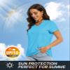 TACVASEN Women's V-Neck UPF 50+ Sun Protection Shirts Lightweight Quick Dry Athletic Tops for Hiking Fishing Running Ice Blue L view 4