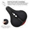 HKMA Comfortable Men Women Bike Seat - Leather Bicycle Saddle Replacement, Dual Shock Absorbing, Waterproof, Universal view 3