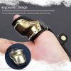 DEWIN Archery Thumb Ring Handmade Brass Leather Finger Guard Adjustable Traditional Thumb Ring Mongolian Finger Protector for Traditional Bow Shooting (Black) view 2