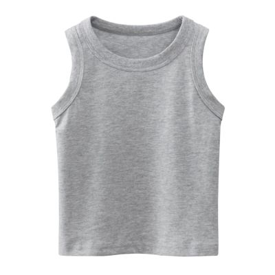 Dkygxwt Toddler Kids Boys Tank Tops Summer Solid Sleeveless Crewneck Vest T Shirts Tops Tee Clothes for Children(Grey,5-6 Years)