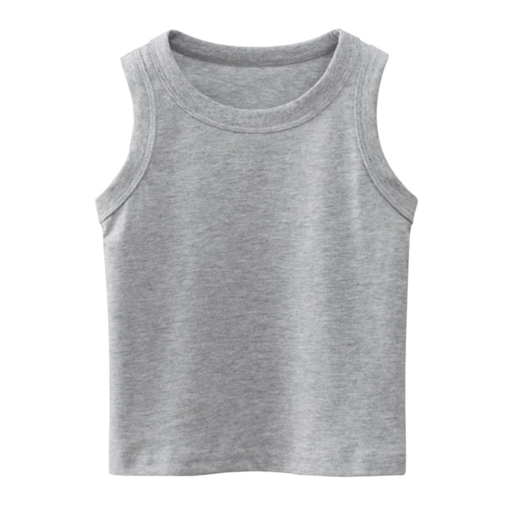 Dkygxwt Toddler Kids Boys Tank Tops Summer Solid Sleeveless Crewneck Vest T Shirts Tops Tee Clothes for Children(Grey,5-6 Years)