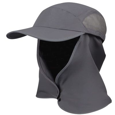 KANUT SPORTS Palo Sun Cap with Detachable Cape - Moisture Wicking, UV Protection UPF50+, for Fishing, Camping, Hiking (US, Alpha, One Size, Grey)