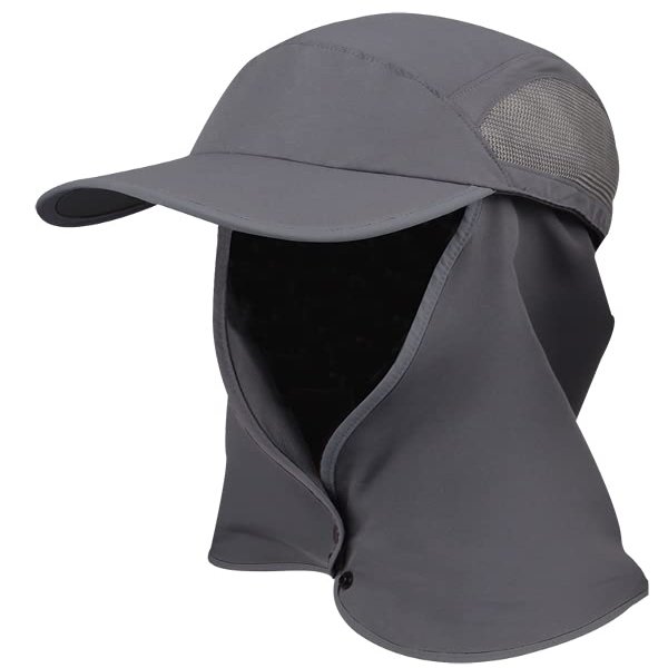 KANUT SPORTS Palo Sun Cap with Detachable Cape - Moisture Wicking, UV Protection UPF50+, for Fishing, Camping, Hiking (US, Alpha, One Size, Grey)