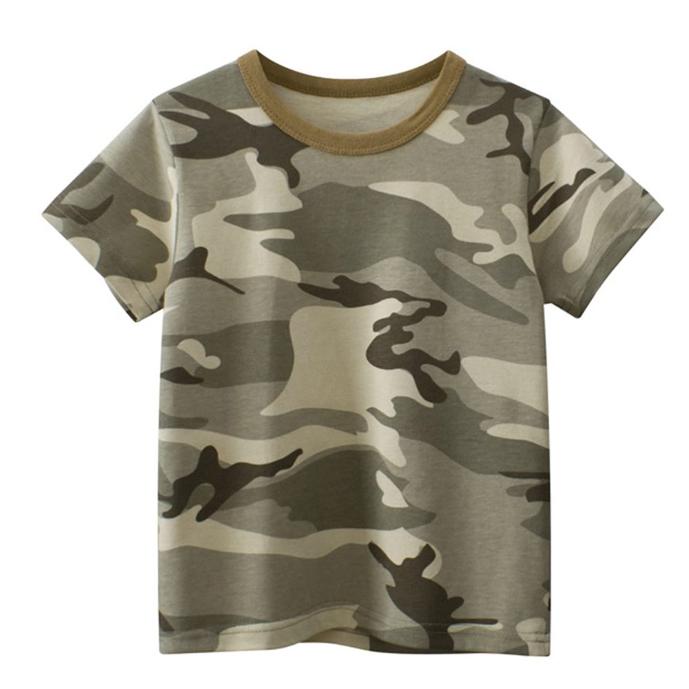 Dkygxwt Toddler Kids Baby Boys Girls Striped Camouflage Short Sleeve Crewneck T Shirts Tops Tee Clothes for Children(Camouflage,6-7 Years)