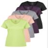 Real Essentials 5 Pack: Women's Dry-Fit Short Sleeve V Neck T Shirt Workout Fitness Yoga Top Tee, Set 11, L view 1