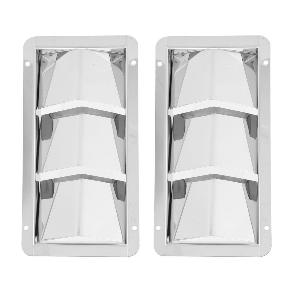 Aramox Boat Louver Vent, Pair Marine Air Vent Cover 3 Slots 210x110mm Rectangle Louver 304 Stainless Steel Universal for Boats