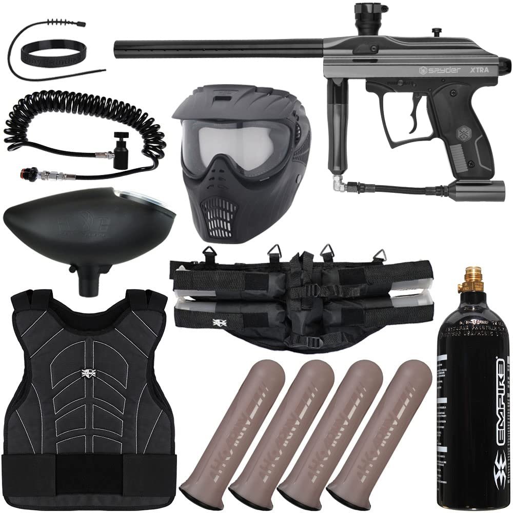 Action Village Kingman Spyder Xtra Light Gunner Paintball Gun Package Kit (Gloss Gun Metal Grey)