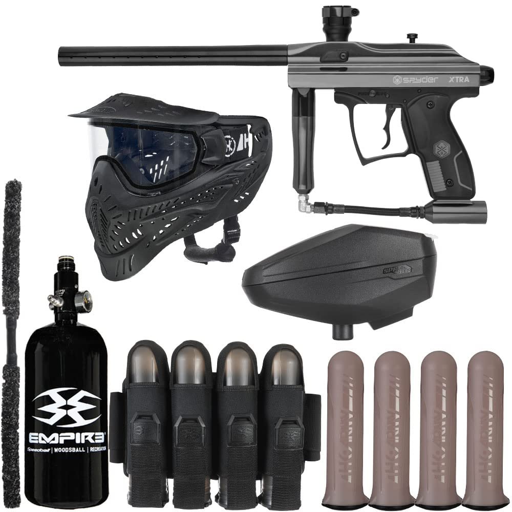 Action Village Kingman Spyder Xtra Rivalry Paintball Gun Package Kit (Gloss Gun Metal Grey)