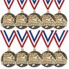 Crown Awards Cornhole Medals - 10 Pack - 2" Gold 3D Cornhole Medal with Red, White, Blue Neck Ribbon Prime view 1