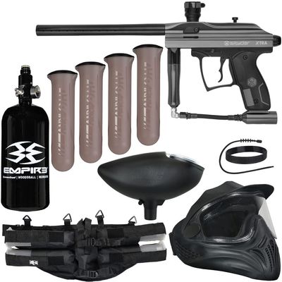 Action Village Kingman Spyder Xtra Legendary Paintball Gun Package Kit (Gloss Gun Metal Grey)